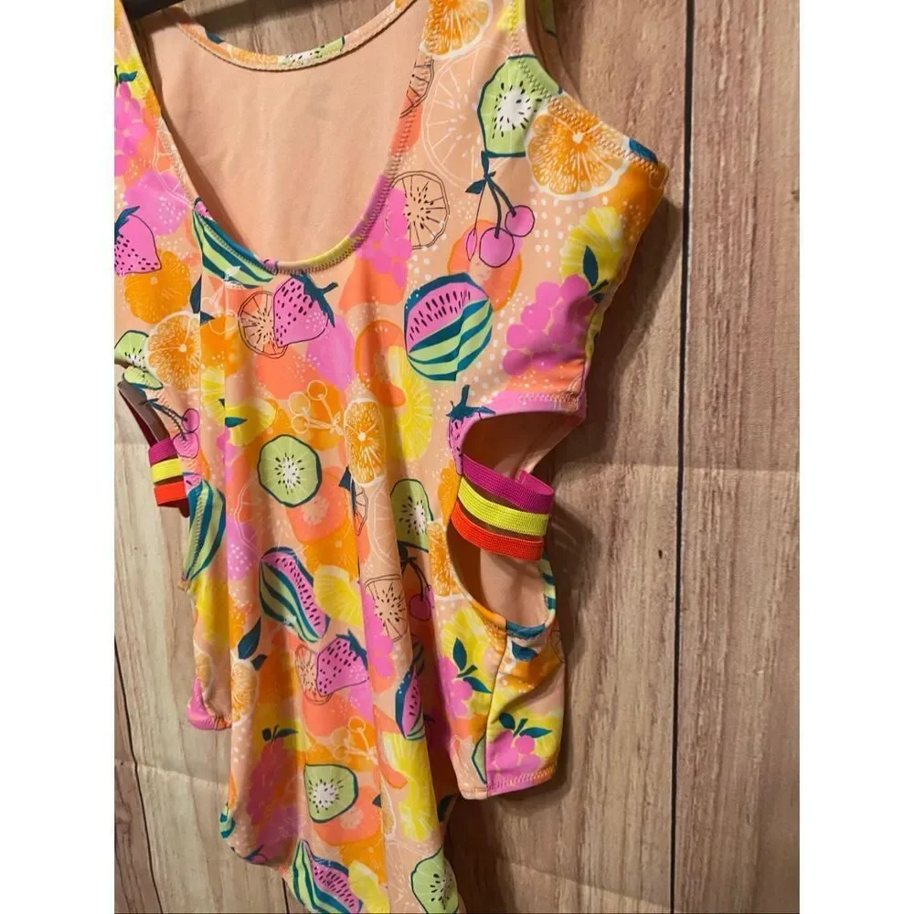 Gossip Girl size 16 NWT One piece swimsuit orange yellow pink fruit
